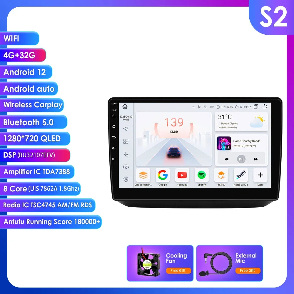 Skoda Fabia 2 2007 - 2014 10,1" Android 14 Carplay Android auto wireless wifi bt gps 4g  AUTMQ1FL