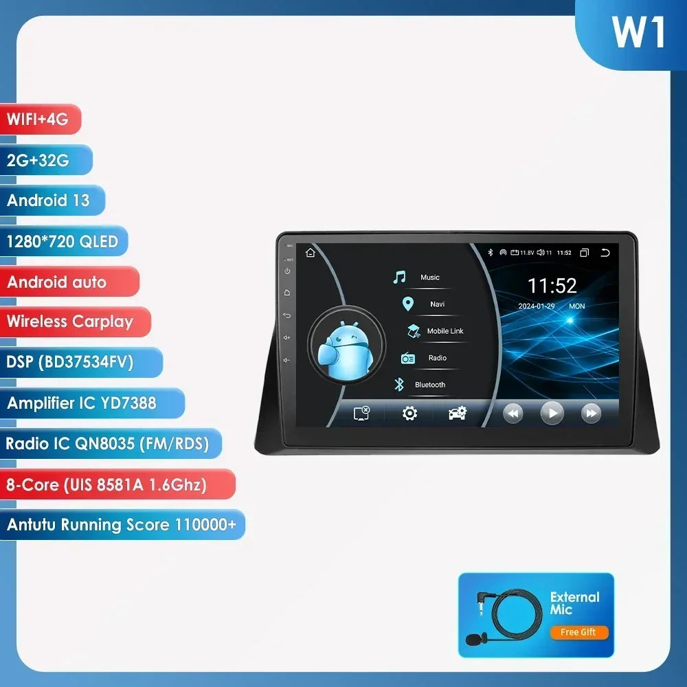 Honda Accord 8 2008-2013 9'' Android 14 Carplay Android auto wireless wifi bt gps 4g AUTMACCHDR