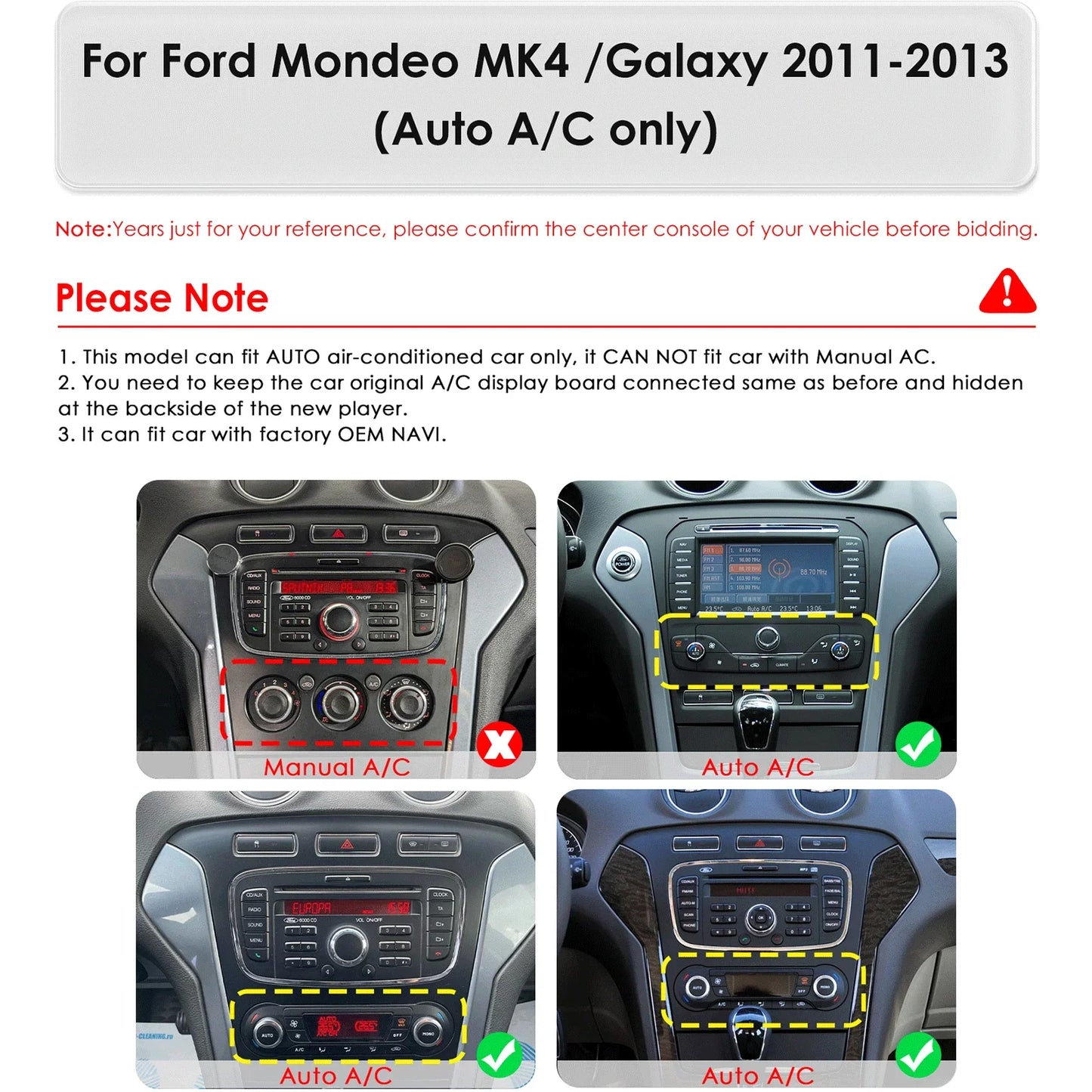 Ford Mondeo MK4 / Galaxy 2011-2013 9,7" Android 14 Carplay Android auto wireless wifi bt gps 4g  AUTMDQYD