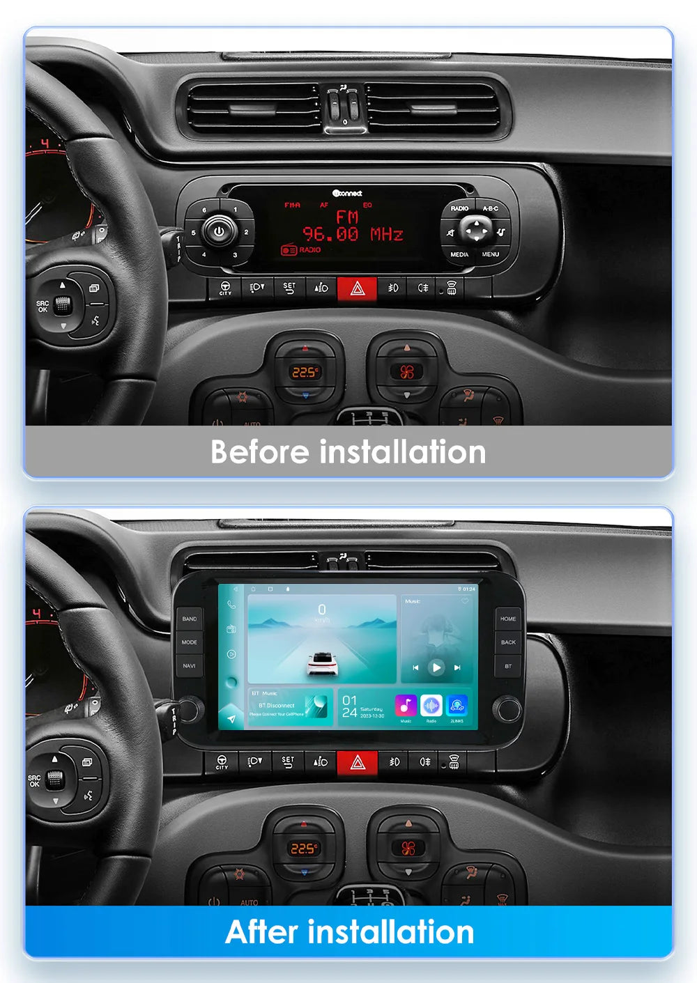 Fiat Panda 2013 - 2024 9" CarPlay Android Auto Radio RDS Multimedia Player GPS WIFI AUTM3LGW