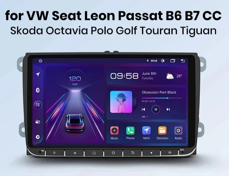 VW Volkswagen Seat Leon Passat B6 B7 CC Skoda Octavia Polo Golf 5 6 Touran Tiguan Carplay android auto Radio rds gps wifi bt AUTMVWSLP9