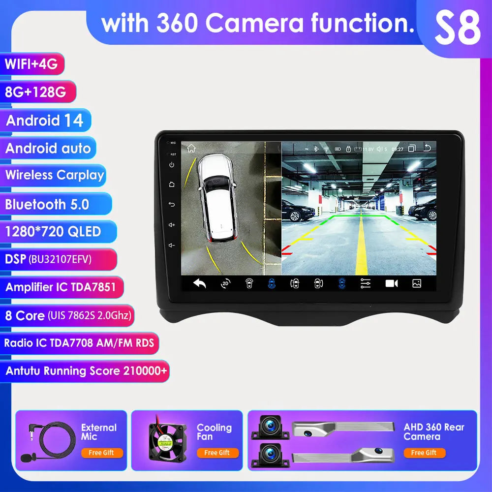 Citroen C2 2002 - 2006 Citroen C3  2002-2006 9" Android 14 Carplay Android auto wireless wifi bt gps 4g AUTM8GD8