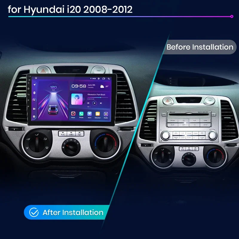 Hyundai i20 2008 - 2014  9" ANDROID 12 wireless CarPlay Android Auto GPS WIFI BT USB AUTMHYIAR