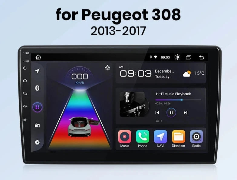 Peugeot 308 308S 2013 - 2017 Car Radio RDS GPS WIFI BT   wireless CarPlay Android Auto car intelligent systems AUTMPG308