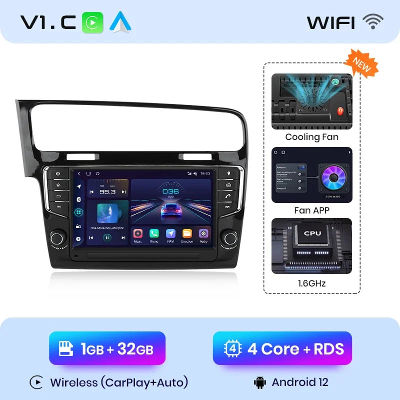 VW Golf 7 2013-2017 9"  Wireless CarPlay Android Auto Radio RDS  Multimedia GPS WIFI BT AUTMGVWL7