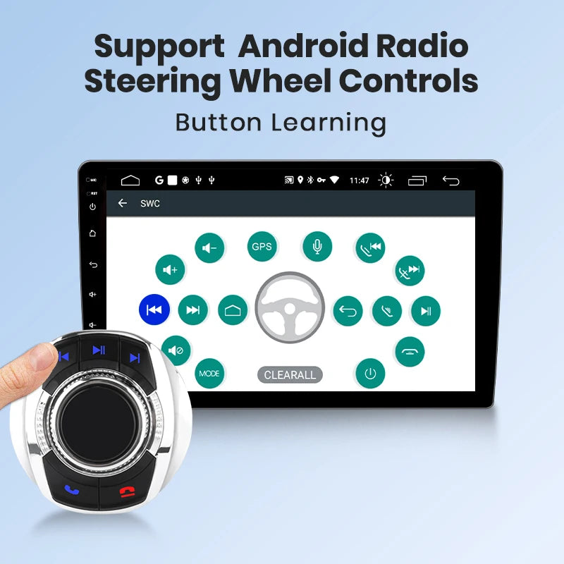 Pulsanti di controllo  wireless  universale per autoradio Android con  8 funzioni a Forma di tazza con luce a LED AUTMPSTCUN