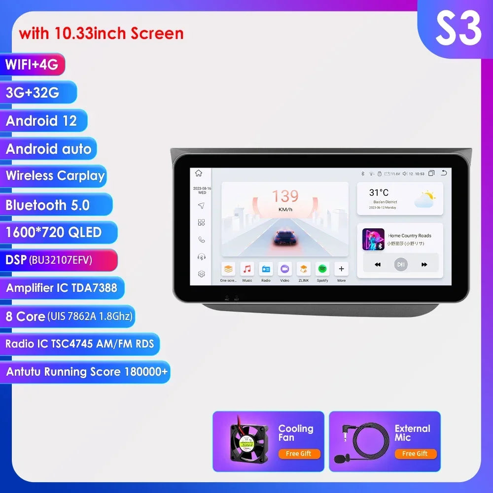 Seat Altea 2004-2015  9" / 10,33" Android 14 Carplay Android auto wireless wifi bt gps 4g   AUTMYH9W