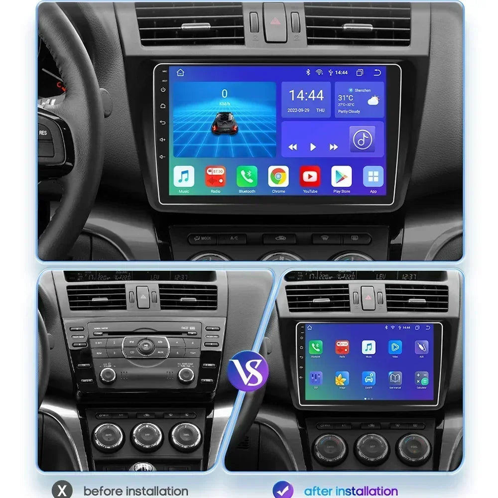 Mazda 6 2007 - 2012 9" Android 14 Carplay Android auto wireless wifi bt gps 4g AUTMJSBD