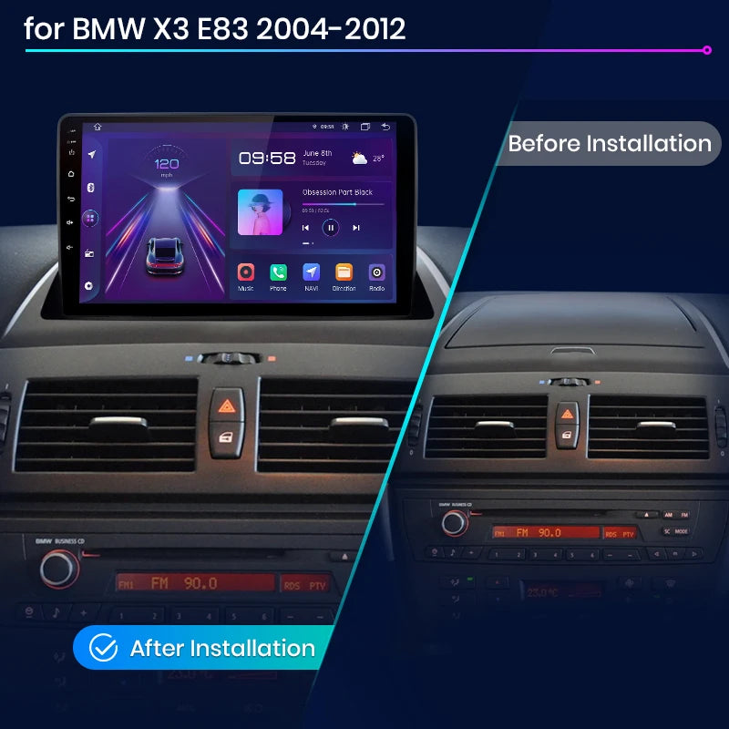 BMW X3 E83 2003 - 2011 V1 Plus Car Radio RDS WIFI GPS BT  wireless CarPlay Android Auto car intelligent systems AUTMBMWE83