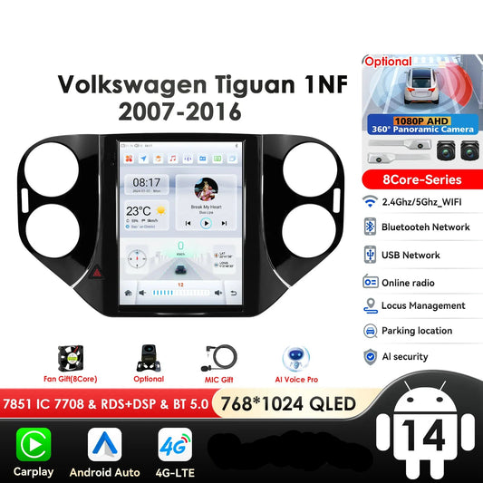 Volkswagen Tiguan 1NF 2007-2016 9,7" " Android 14 Carplay Android auto wireless wifi bt gps 4g  AUTMQ522