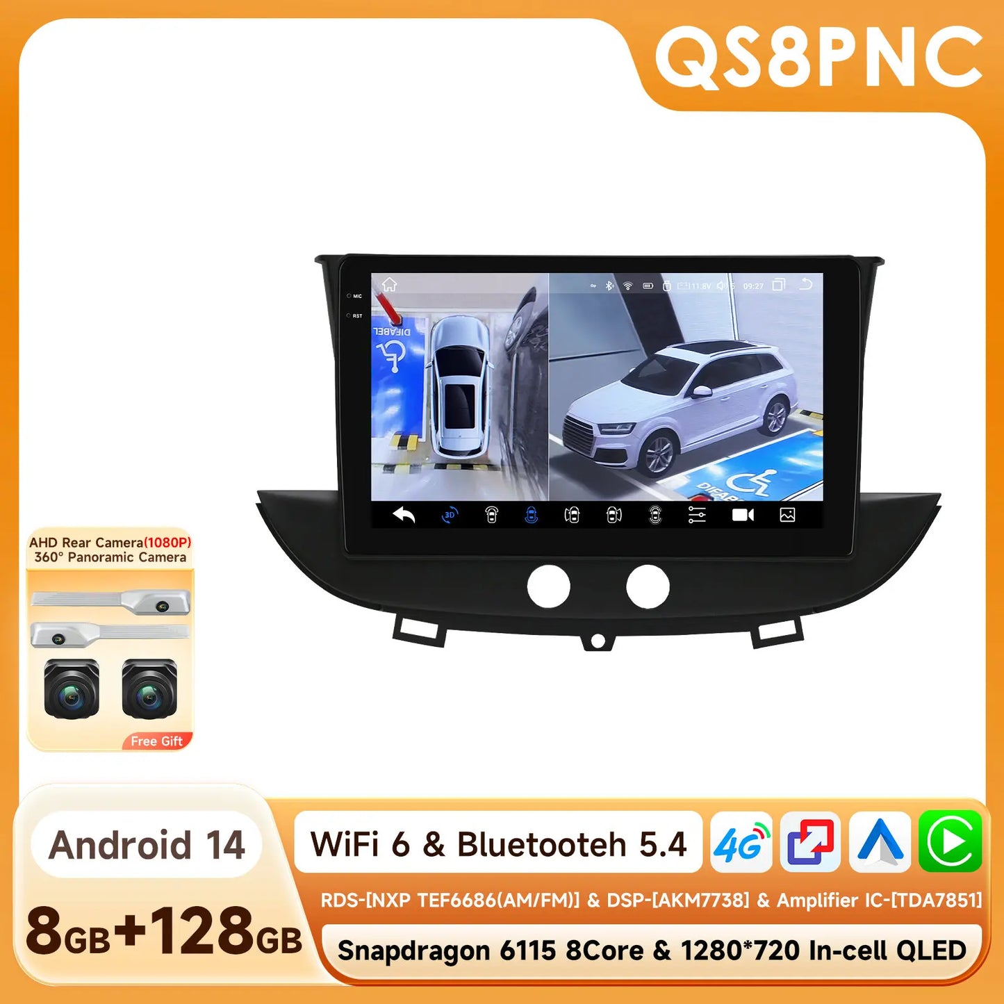 Opel Grandland X Crossland X 2016 - 2020  9" Android 14 Carplay Android auto wireless wifi bt gps 4g  AUTM0DD7