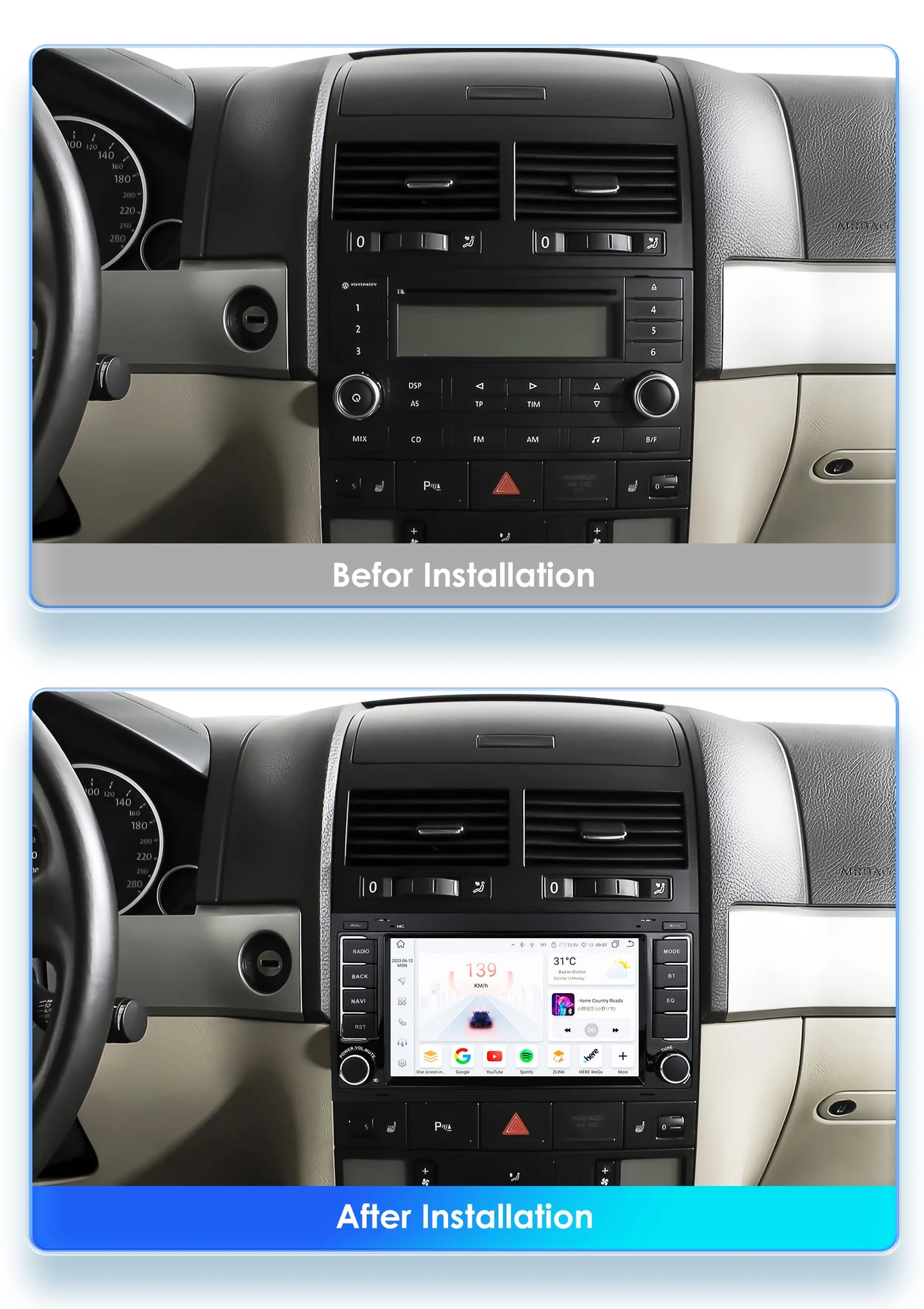 VW Touareg Multivan T5 Transporter 2004-2011 7 " Carplay Android Auto Radio rds  wifi bt  Car Multimedia GPS 2 Din Autoradio AUTMVWTGTT