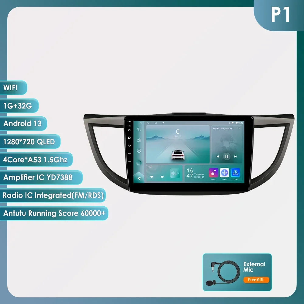 Honda CR-V 4th 2012-2016 9" Android 14 Carplay Android auto wireless wifi bt gps 4g AUTMVCRH4