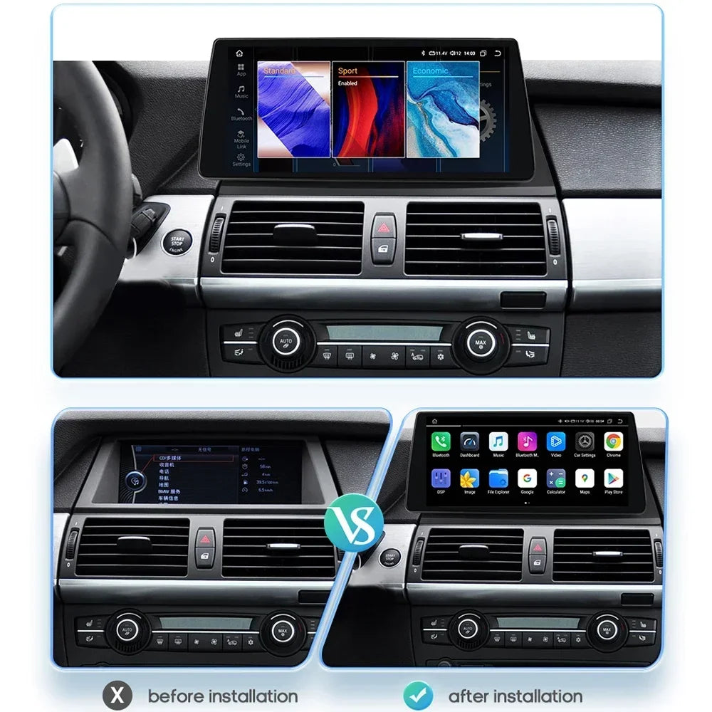 BMW X5 E70 X6 E71 CCC CIC 10,25" Android 14 Carplay Android auto wireless wifi bt gps 4g AUTM9L6U
