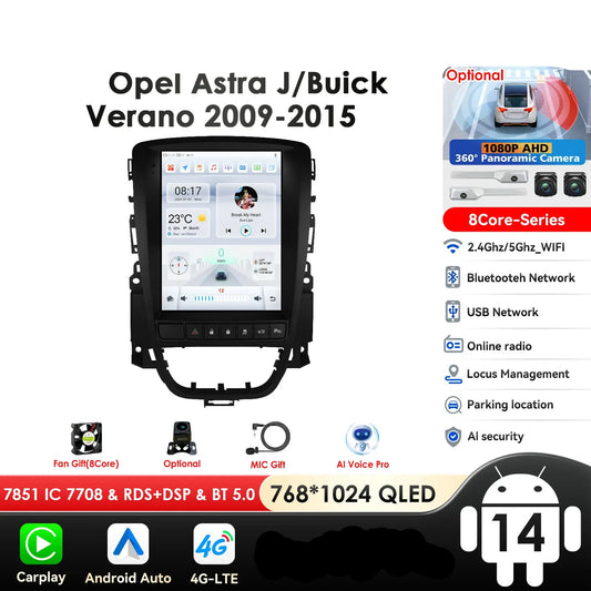 Opel Astra J Vauxhall Buick Verano 2009-2013 9,7" Android 14 Carplay Android auto wireless wifi bt gps 4g  AUTMPT97