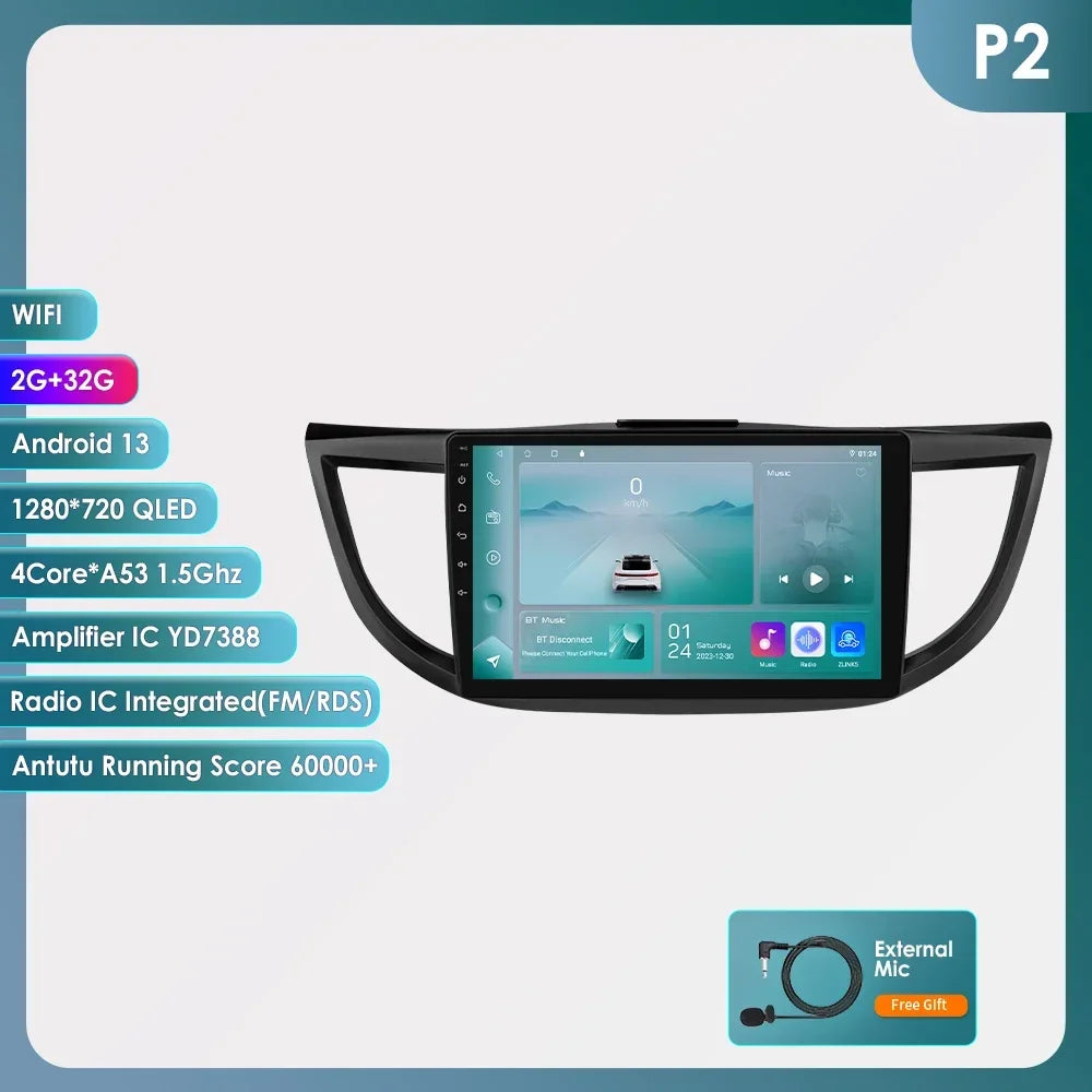 Honda CR-V 4th 2012-2016 9" Android 14 Carplay Android auto wireless wifi bt gps 4g AUTMVCRH4