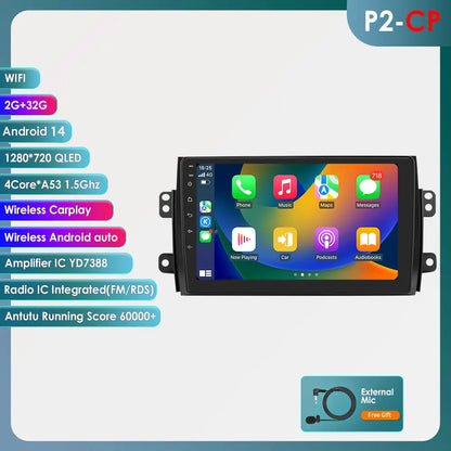 Suzuki SX4/Fiat 16 2005-2014 9" Android 14 Carplay Android auto wireless wifi bt gps 4g AUTMDSJD