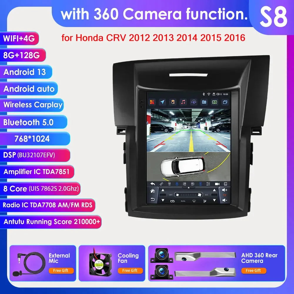 Honda CRV CR-V 2012 - 2016 9.7" Android 14 Carplay Android auto wireless wifi bt gps 4g AUTMCRVVH