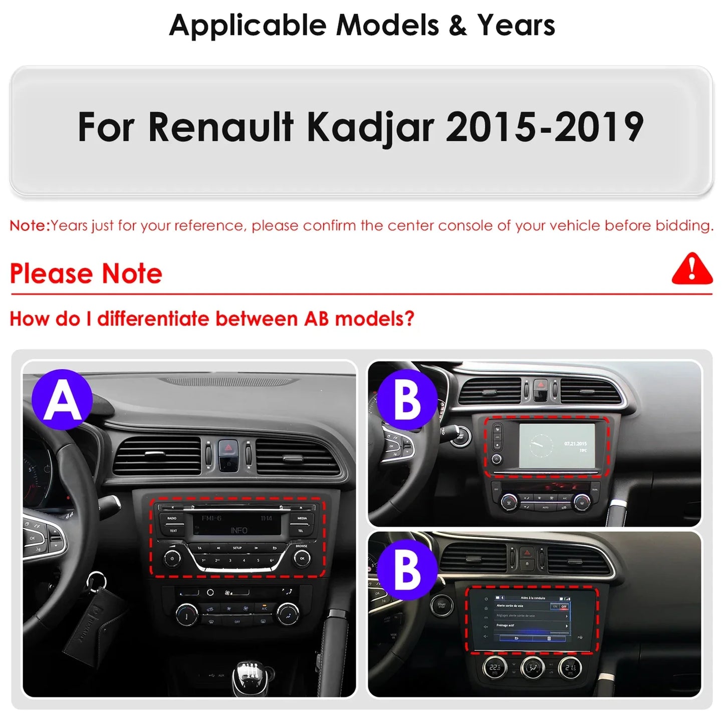 Renault Kadjar 2015-2019  9" Android 14 Carplay Android auto wireless wifi bt gps 4g AUTM83VU