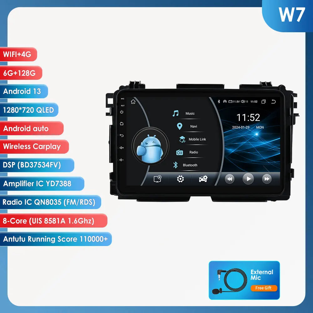 Honda Vezel HR-V HRV HR V XRV 2013-2022 " Android 14 Carplay Android auto wireless wifi bt gps 4g AUTMQBOO