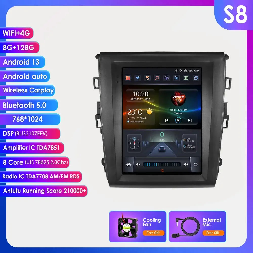 Ford Fusion/Mondeo MK5 2013-2019 9,7" Android 14 Carplay Android auto wireless wifi bt gps 4g  AUTMZL3K