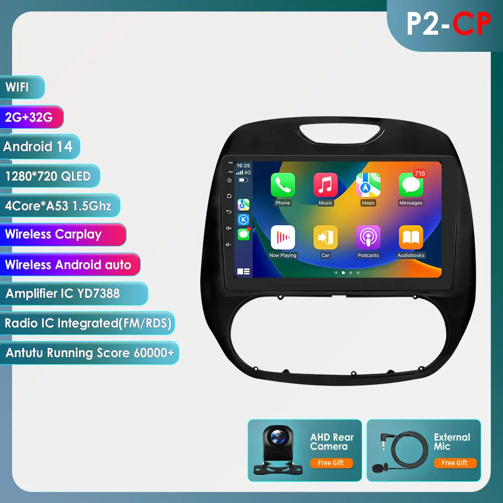 Renault Kaptur Captur 2016-2019 9" Android 14 Carplay Android auto wireless wifi bt gps 4g  AUTMG9L6