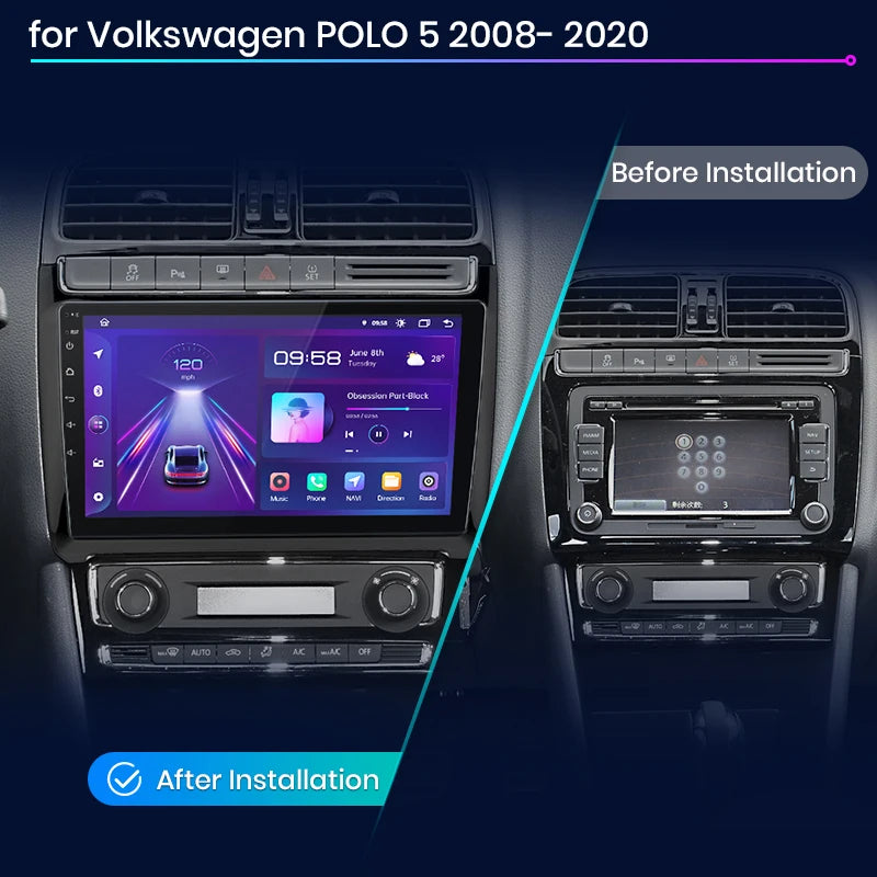 VW Volkswagen POLO 5  2009- 2017 V1pro AI Voice 2 din Android Auto Carplay Radio RDSWIFI GPS BT Car Multimedia  autoradio AUTMVWPL5