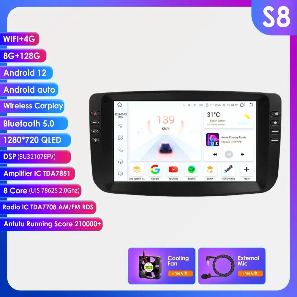 Fiat Punto EVO 2009-2015 9" Android 14 Carplay Android auto wireless wifi bt gps 4g  AUTM0FBN