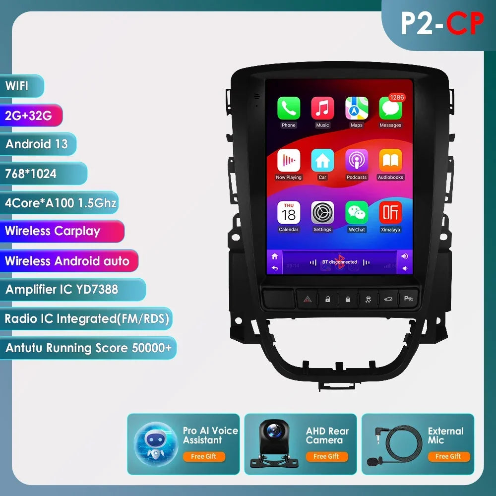 Opel Astra J Vauxhall Buick Verano 2009-2013 9,7" Android 14 Carplay Android auto wireless wifi bt gps 4g  AUTMPT97