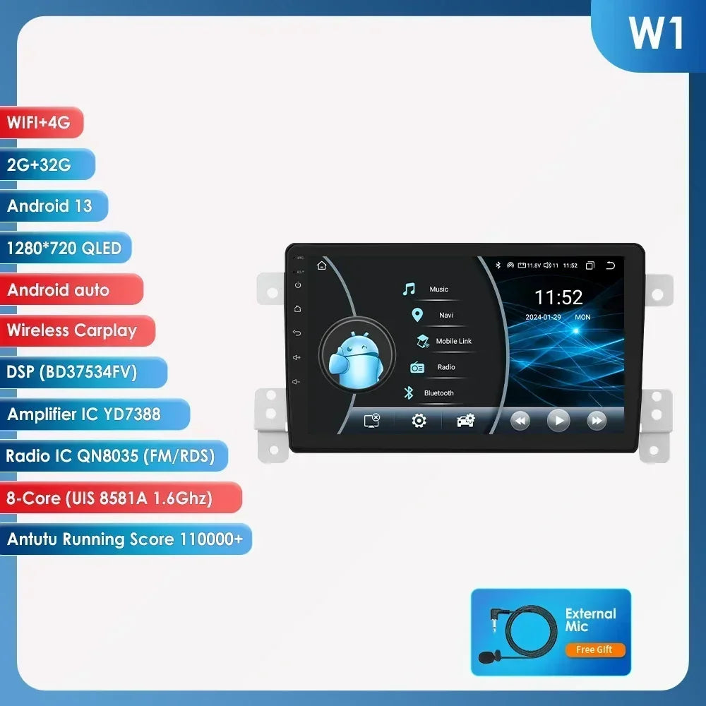 Suzuki Grand Vitara 3 2005 - 2015 9" Android 14 Carplay Android auto wireless wifi bt gps 4g AUTMAVRG