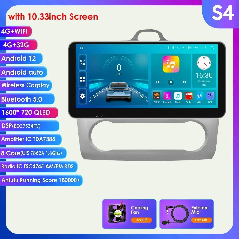Ford Focus  2004-2011 9" / 10,33"  Android 14 Carplay Android auto wireless wifi bt gps 4g AUTMQRQU