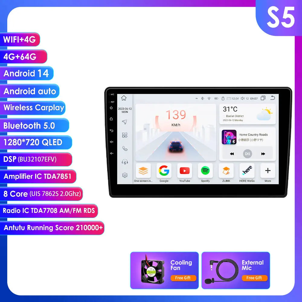 C5 2008 -2017 10,1" Android 14 Carplay Android auto wireless wifi bt gps 4g  AUTMTLBY