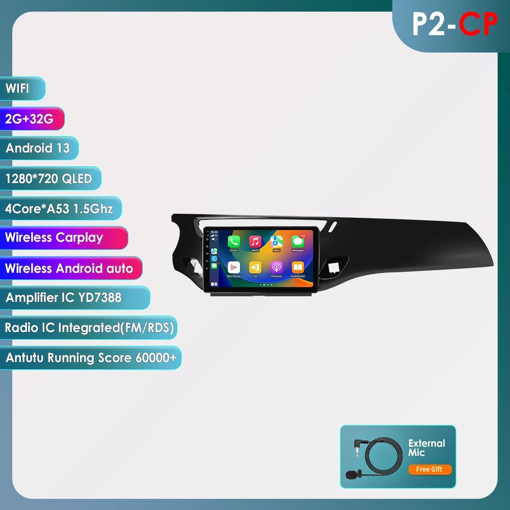 Citroen C3 DS3 2010-2016 Android 14 9" CarPlay Android Auto Radio RDS WIFI GPS BT 4G Car Multimedia autoradio AUTMATRDS3