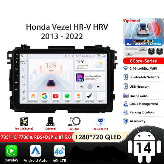 Honda Vezel HR-V HRV HR V XRV 2013-2022 " Android 14 Carplay Android auto wireless wifi bt gps 4g AUTMQBOO