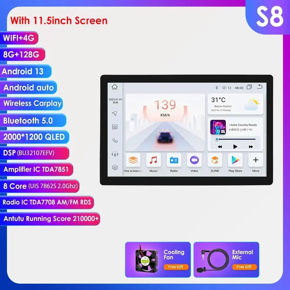Skoda Rapid Seat Toledo 2013-2019 9" Android 14 Carplay Android auto wireless wifi bt gps 4g  AUTM0KRI