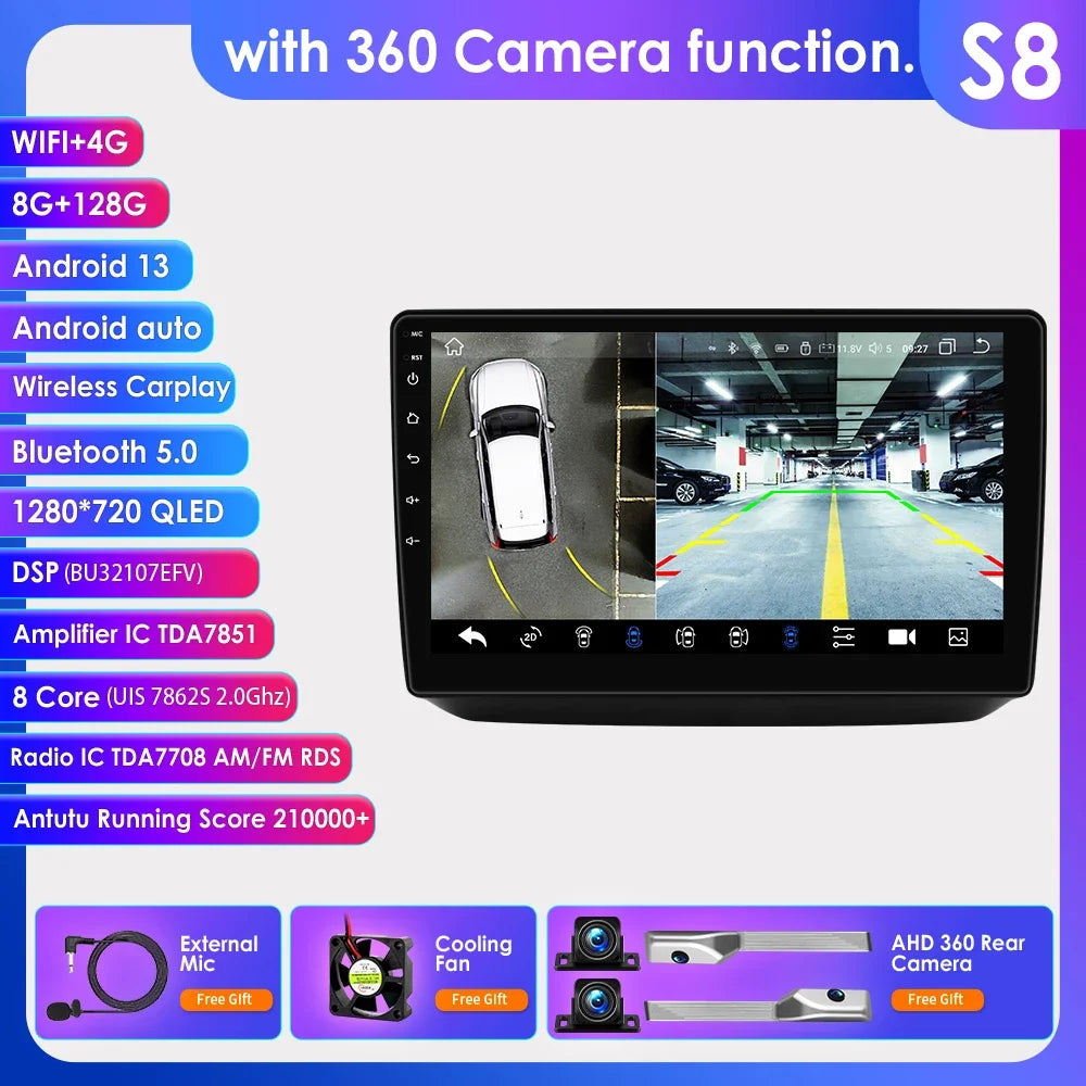 Skoda Fabia 2 2007 - 2014 10,1" Android 14 Carplay Android auto wireless wifi bt gps 4g  AUTMQ1FL