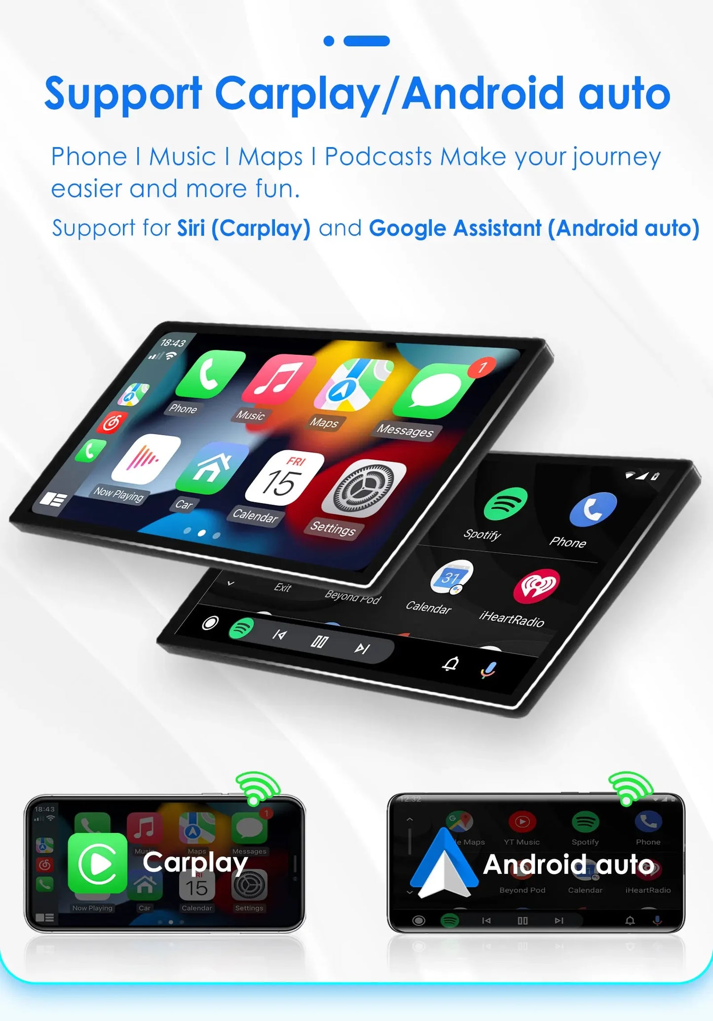 Fiat Panda 2013-2020 7"  Android 13 Carplay Android auto wireless WIFI GPS BT Radio RDS usb  AUTMFITPAD7