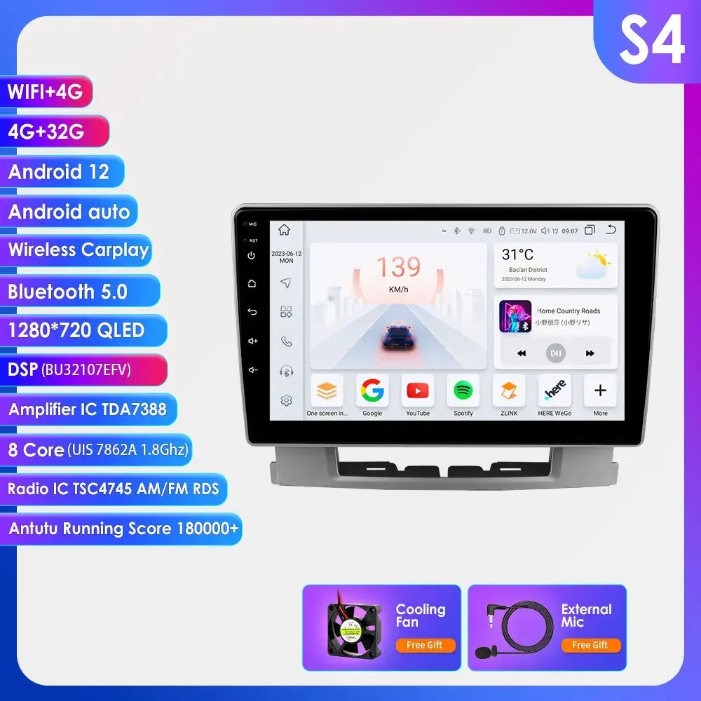 Opel Astra J 2009-2017  9" / 10,33" Android 14 Carplay  Android auto wirell WIFI BT 4G USB GPS AUTMOSTRJ