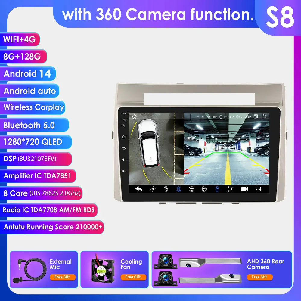 Toyota Corolla Verso AR10 2004-2009 9" Android 14 Carplay Android auto wireless wifi bt gps 4g AUTMLD56J