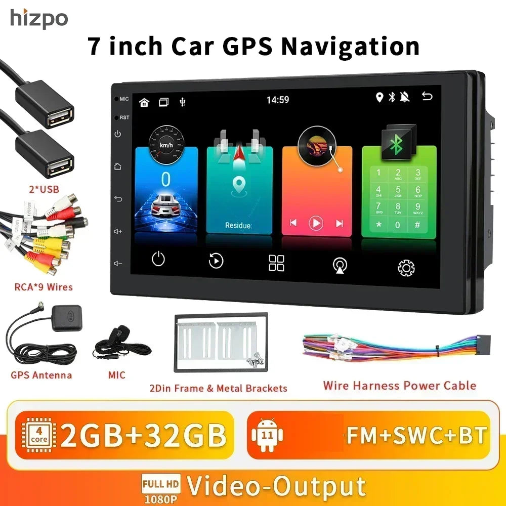 Universale 2 DIN 7" Android 14 Carplay Android auto wireless wifi bt gps 4g AUTMIYLG