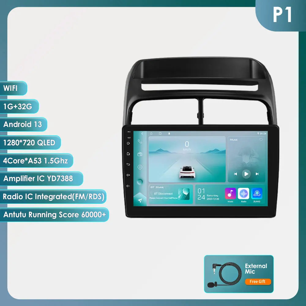 Fiat Grande Punto Linea 2007 - 2012 9" Android 14 Carplay Android auto wireless wifi bt gps 4g  AUTMV7JC