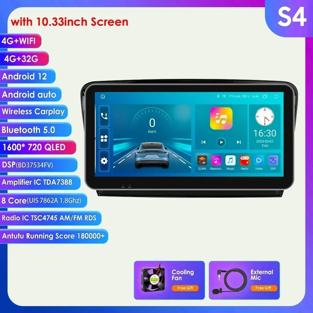 SKODA Octavia 3 A7 2013-2018 10,1"/ 10,33" Android 14 Carplay Android auto wireless wifi bt gps 4g  AUTMCD4D