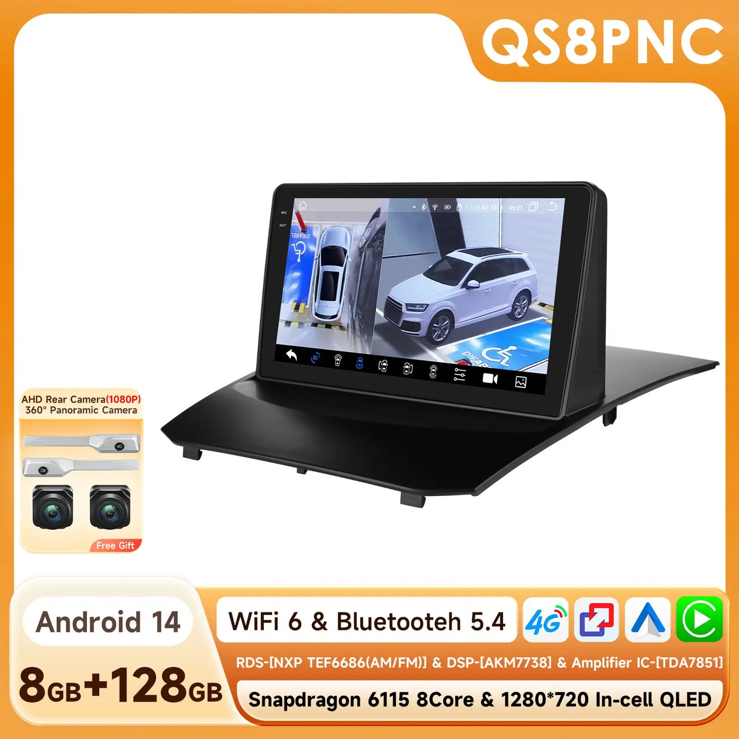 Ford Fiesta 2009-2017 9" Android 14 Carplay Android auto wireless wifi bt gps 4g  AUTMQZ61