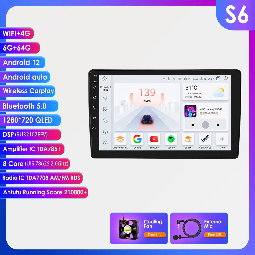 Citroen C2 C3 2001 - 2010 9" Android 14 Carplay Android auto wireless wifi bt gps 4g  AUTME40A