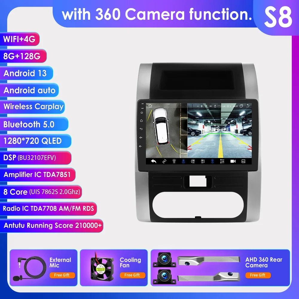 Nissan X-Trail X Trail 2 T31 2007 - 2015 9" Android 14 Carplay Android auto wireless wifi bt gps 4g AUTMXTRNS
