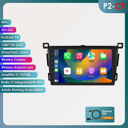 Toyota RAV4 Rav 4 2013-2018 9" Android 14 Carplay Android auto wireless wifi bt gps 4g  AUTM4VARTY
