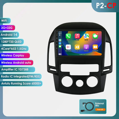 Hyundai I30 2006-2011  9" / 10,33" Android 14 Carplay Android auto wireless wifi bt gps 4g AUTMQS31