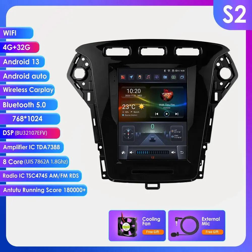 Ford Mondeo MK4 / Galaxy 2011-2013 9,7" Android 14 Carplay Android auto wireless wifi bt gps 4g  AUTMDQYD