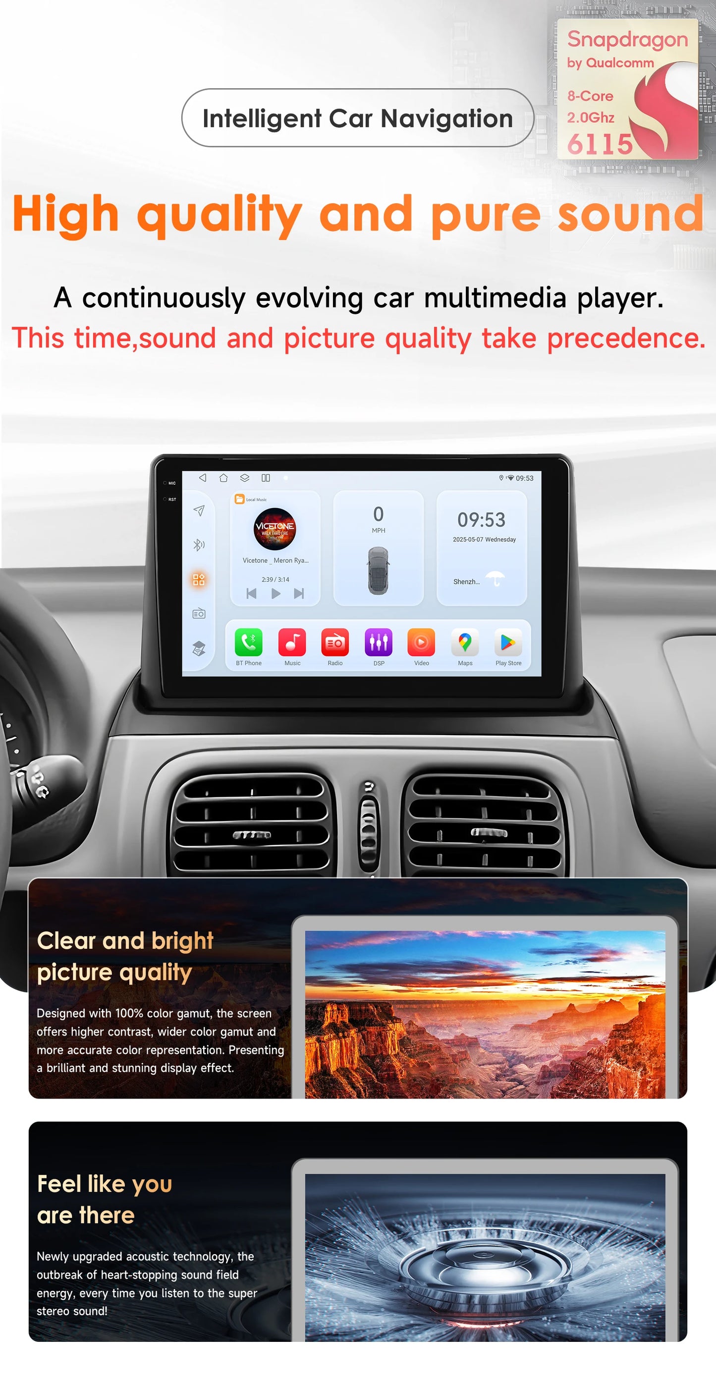 Renault Clio 2 2000 - 2012 9" / 10,33" Android 14 Carplay Android auto wireless wifi bt gps 4g  AUTM8236