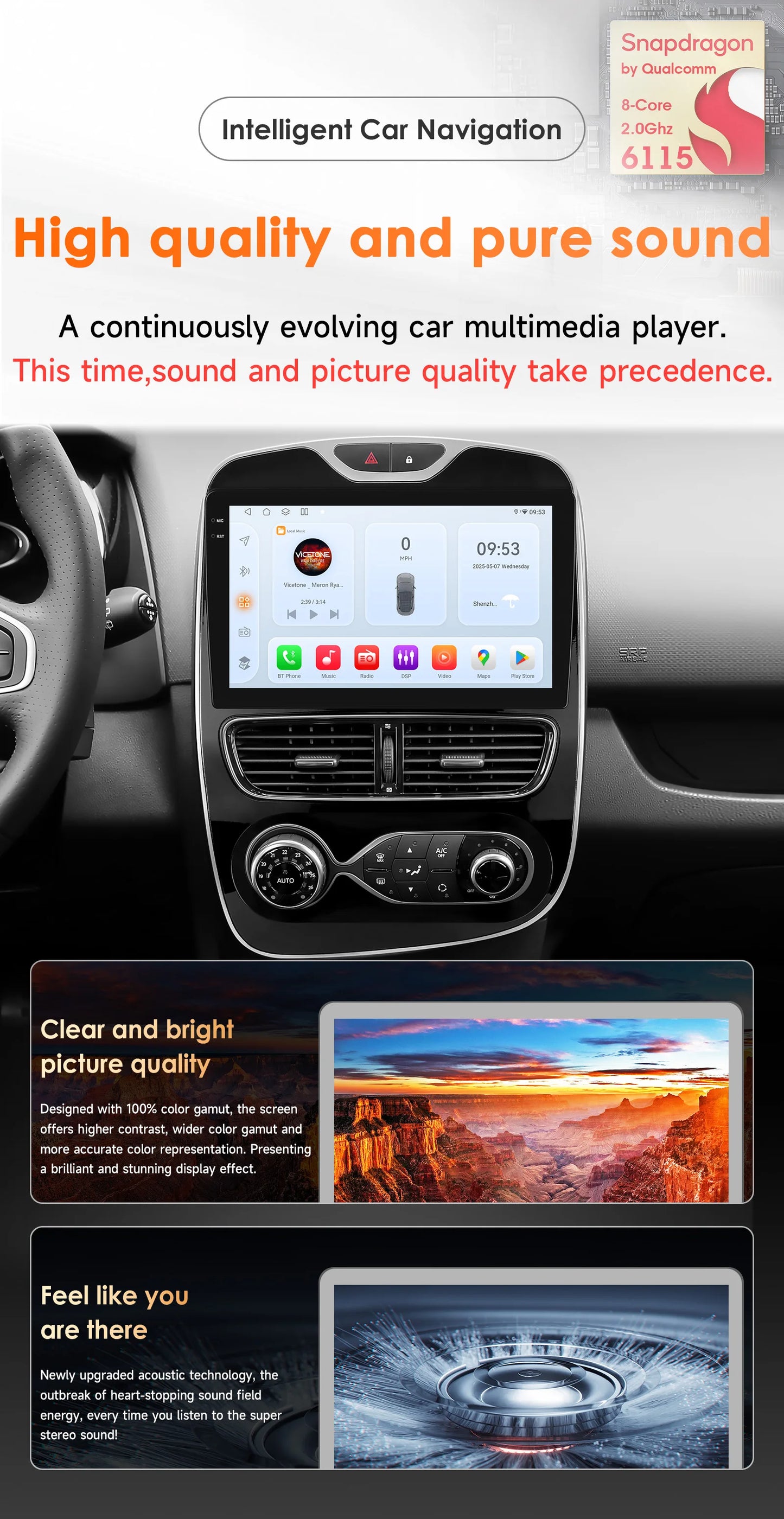 Renault Clio 4 2012-2019 10,1" / 10,33"  Android 14 Carplay Android auto wireless wifi bt gps 4g  AUTMXIAG